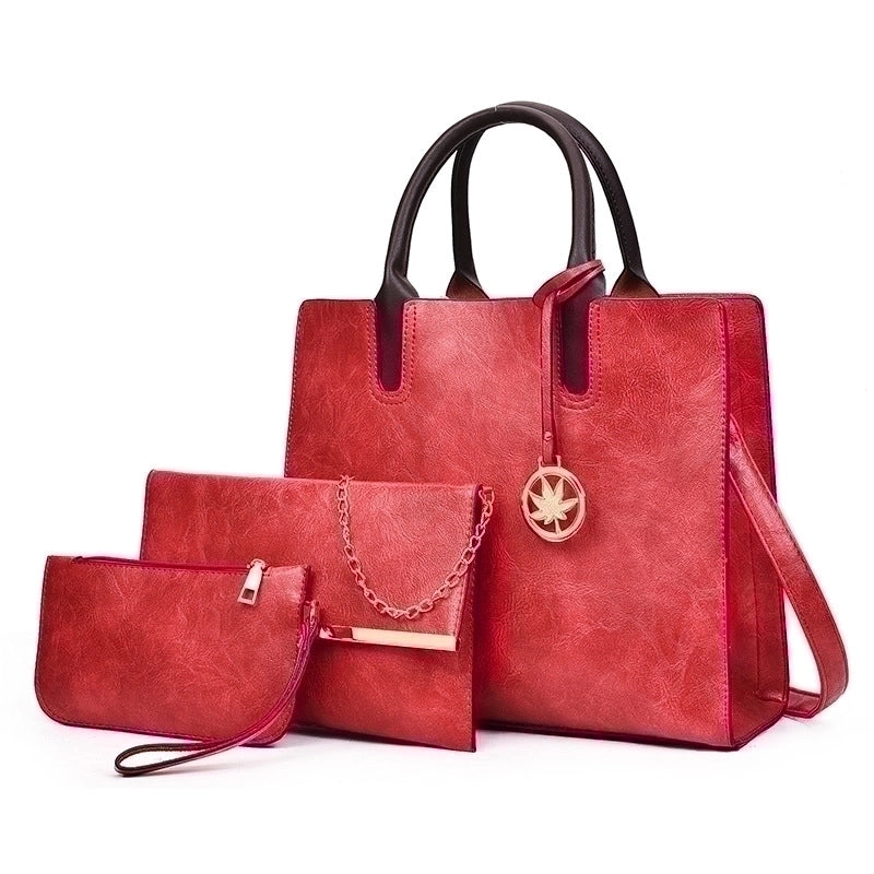 Women's All Seasons Pu Leather Solid Color Vintage Style Square Zipper Shoulder Bag Bag Sets Handbag
