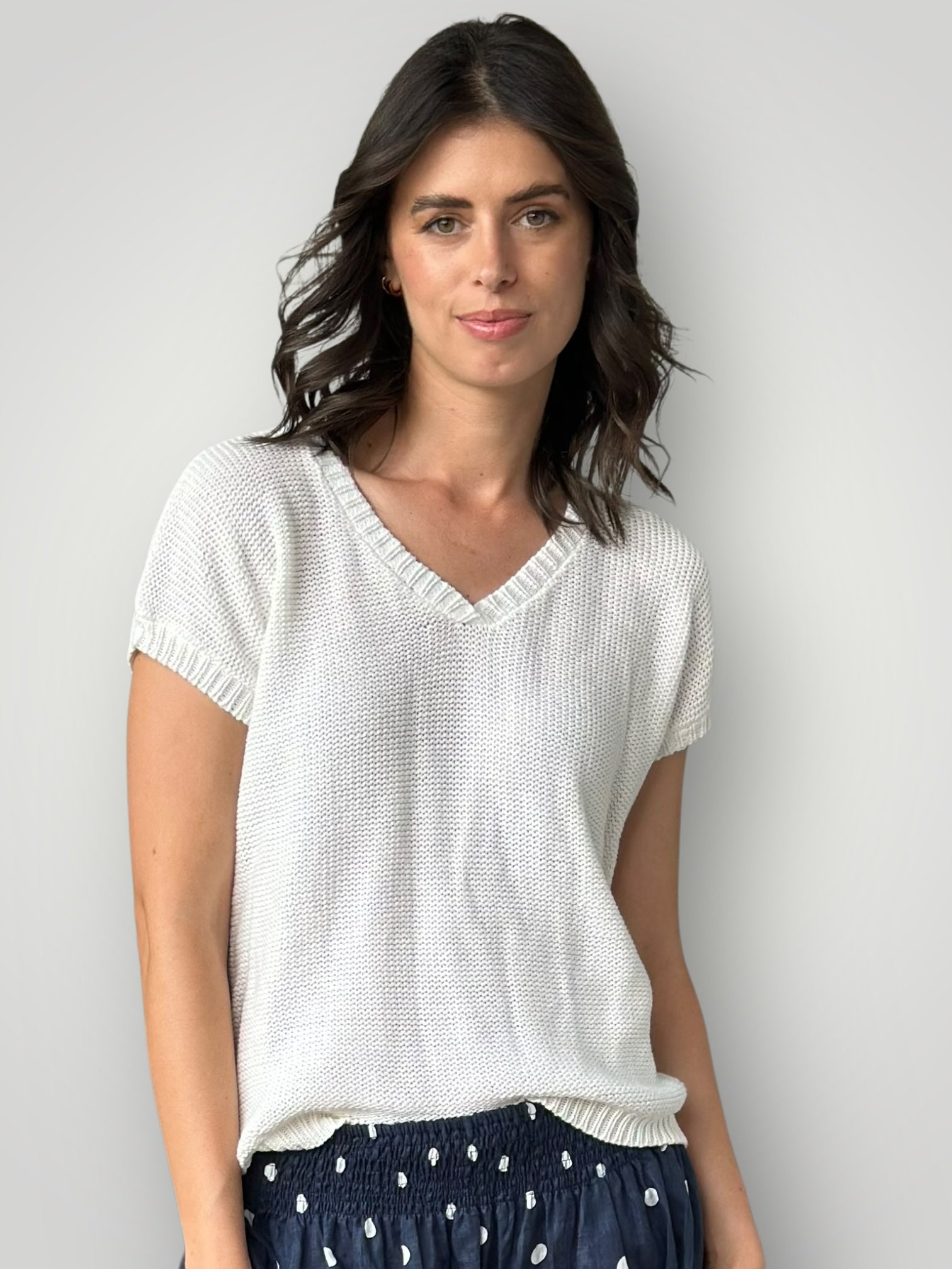 lara knit top - warm white cotton