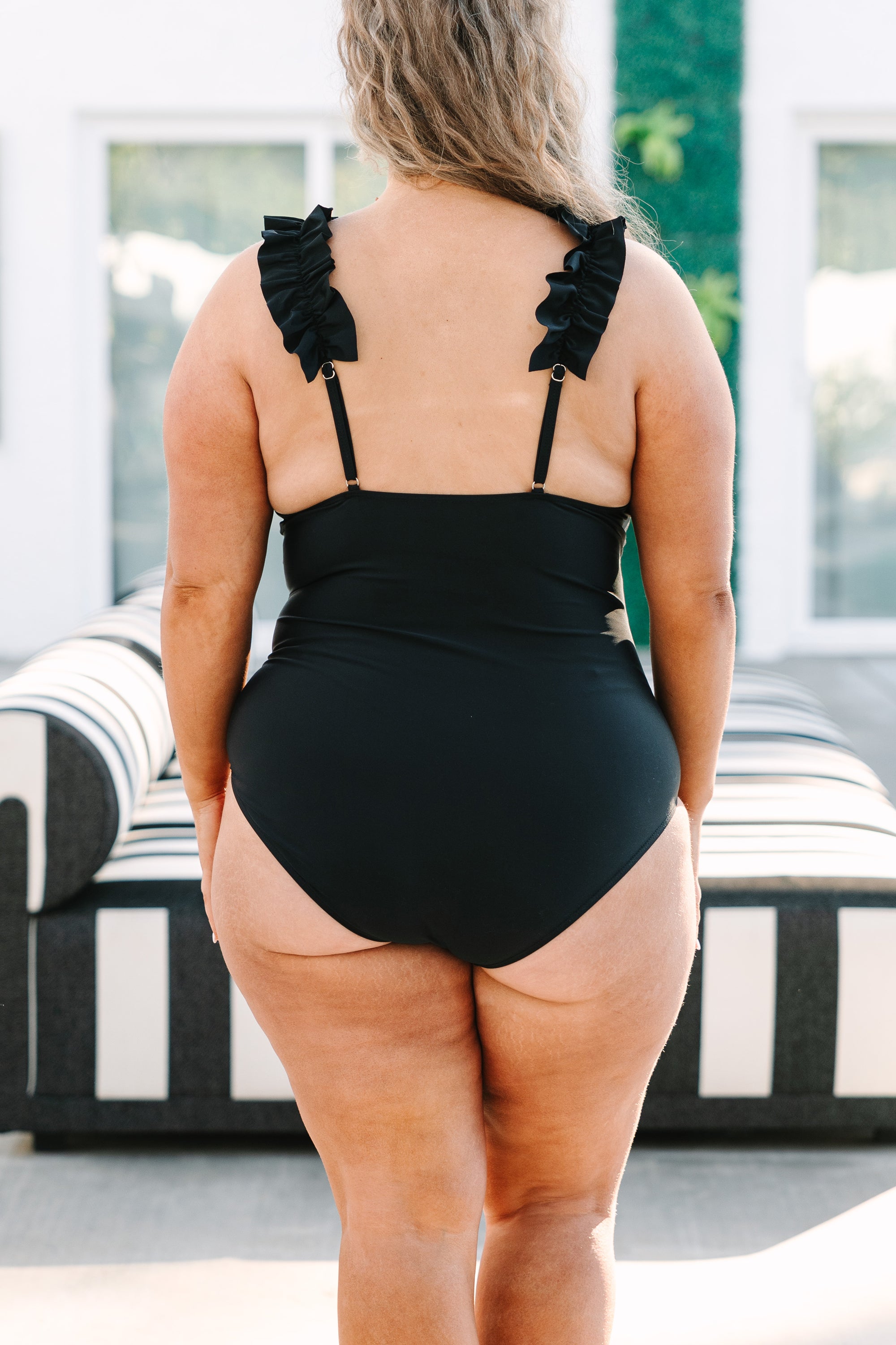 Ruffle Your Feathers Swimsuit. Black