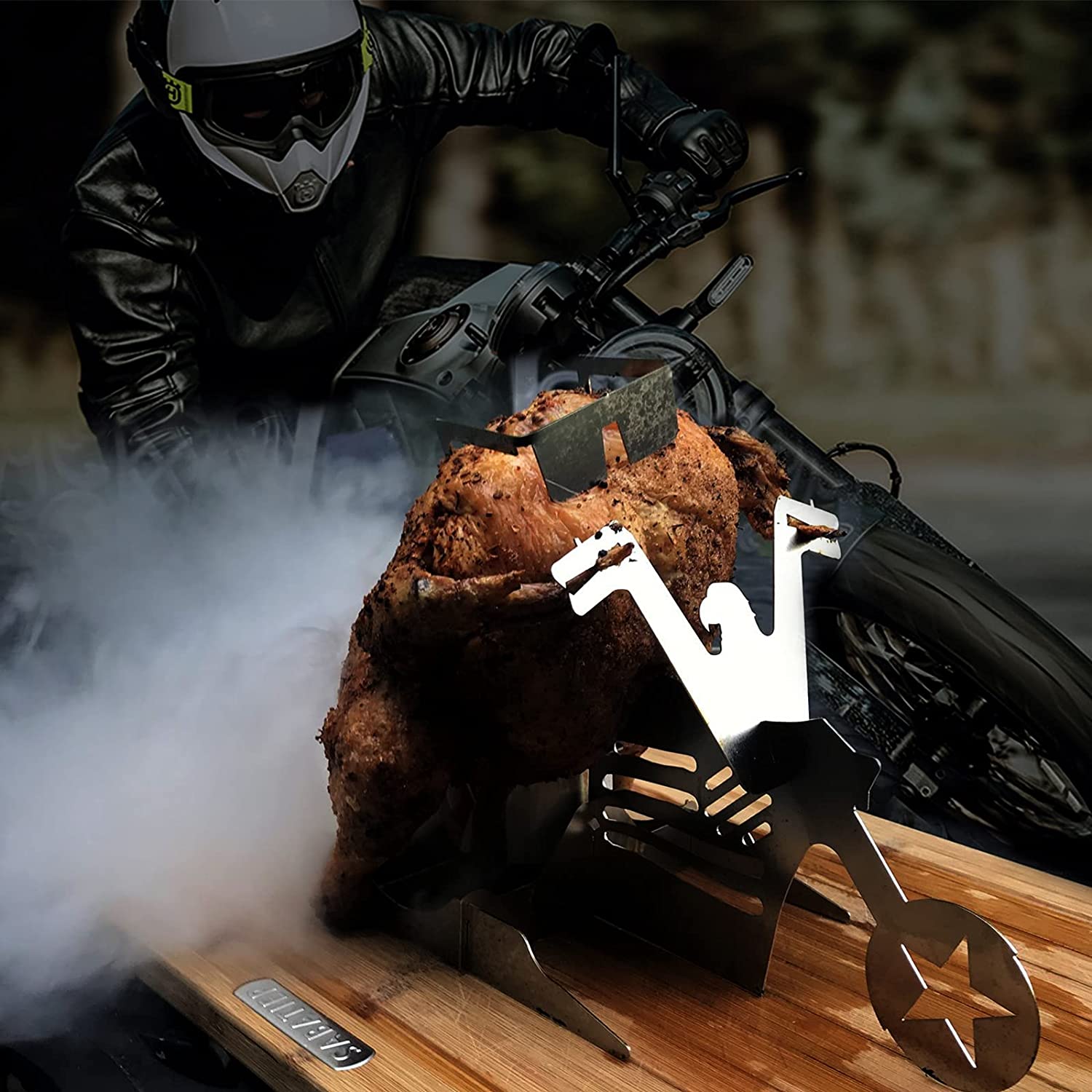 Portable Chicken Stand Beer Motorcycle BBQ