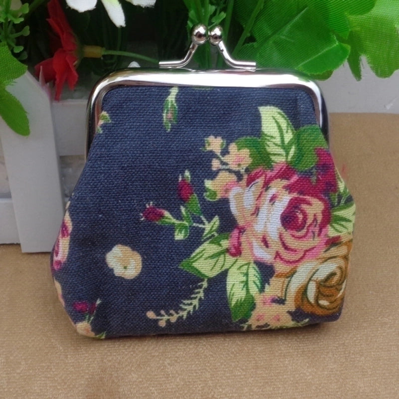 Women's Flower Canvas Lock Clasp Wallets