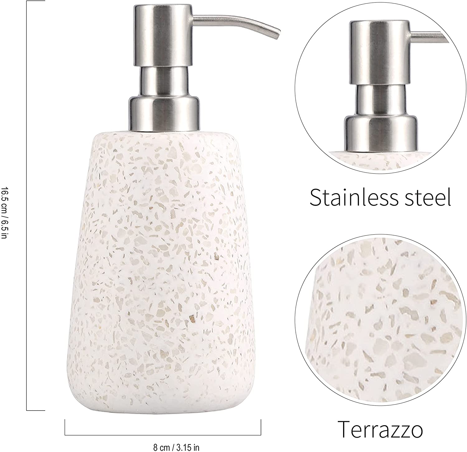 Terrazzo Hand Soap Dispenser. Liquid Soap Dispenser Ceramic Lotion Dispenser for Kitchen Bathroom Washroom