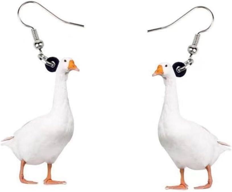 New Printed Hen and Duck Creative Simulation Animal Earrings