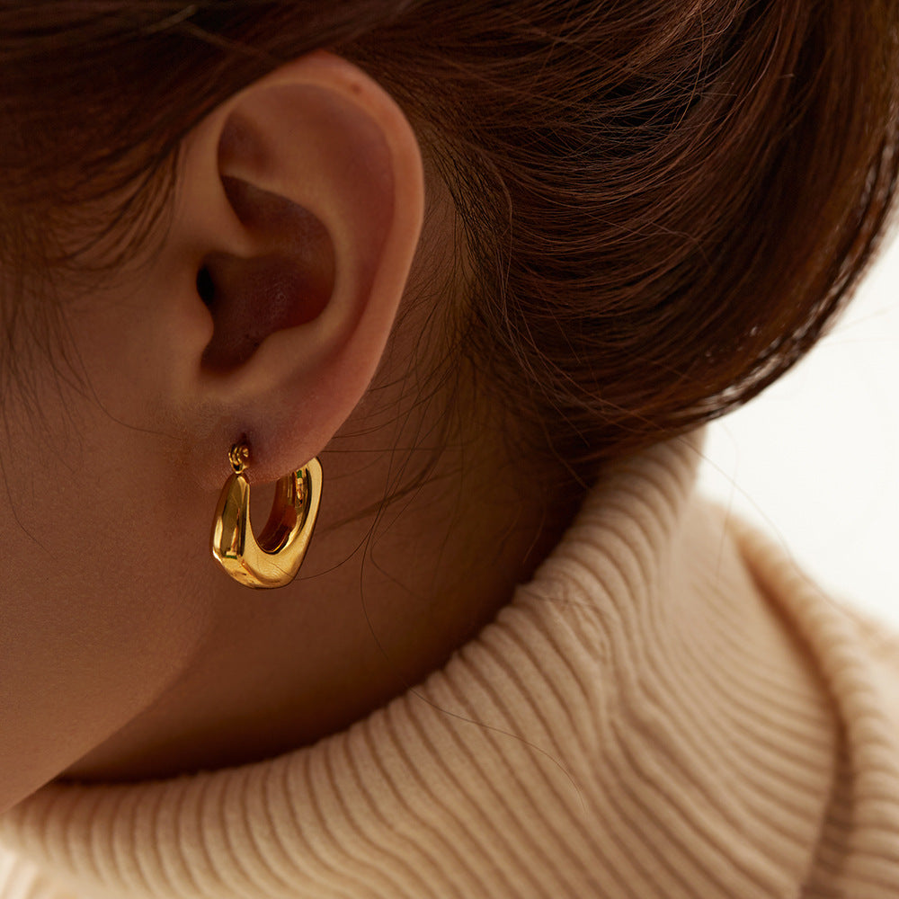 18K Gold Titanium Steel Earrings Earrings Stainless Steel