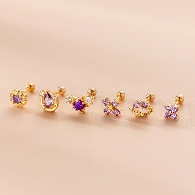 1 Piece Ear Cartilage Rings & Studs Fashion Cross Flower Copper Plating Zircon