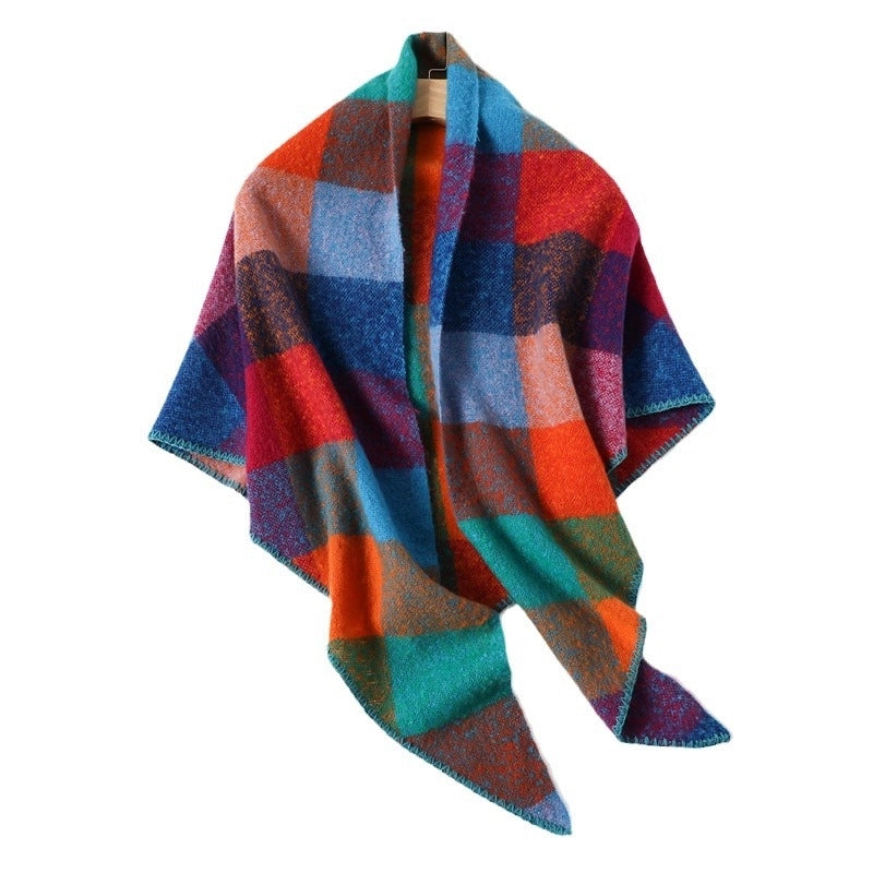 Unisex Vintage Style Lattice Imitation Cashmere Polyester Scarf