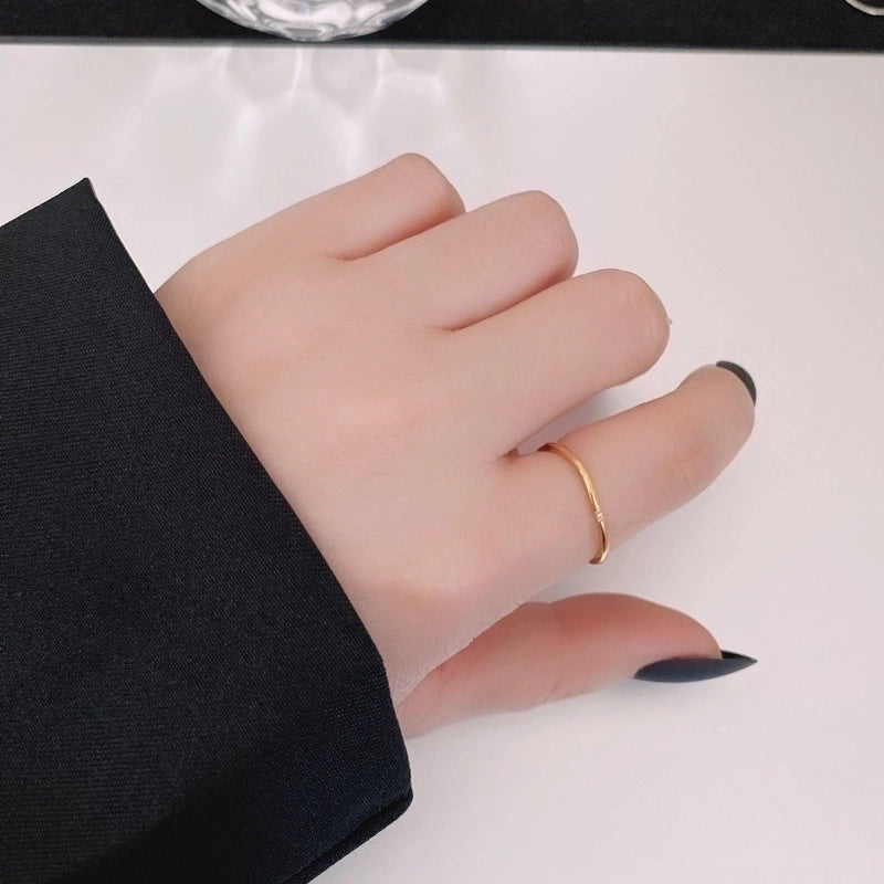 Fashion Round Titanium Steel Inlay Zircon Rings 1 Piece