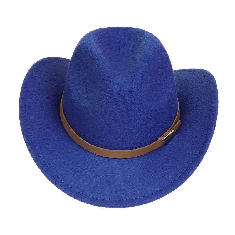 Tibetan Western Denim Top Hat Spring And Autumn New Jazz Hat Big Brim Five-pointed Star Belt Accessories Felt Hat For Men And Women