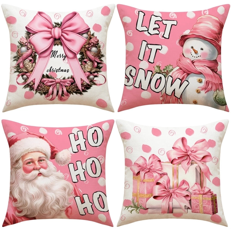 Christmas Casual Cute Santa Claus Letter Polyester Pillow Cases Couch & Sofa Decor