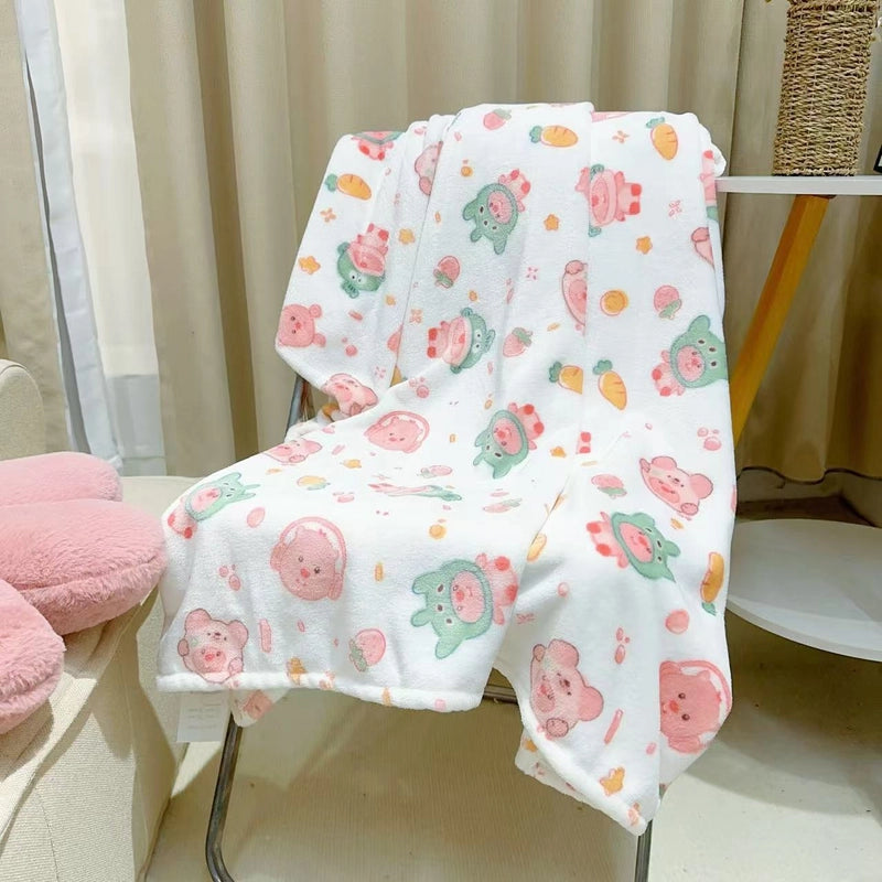 In Stock | Style Autumn And Winter Thickened Cartoon Crayon Small New  Casual Plush Blanket Dormitory Bed Sheet