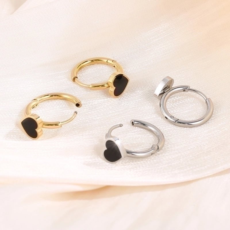 1 Pair Modern Style Minimalist Heart Shape Plating Stainless Steel 18K Gold Plated Hoop Earrings