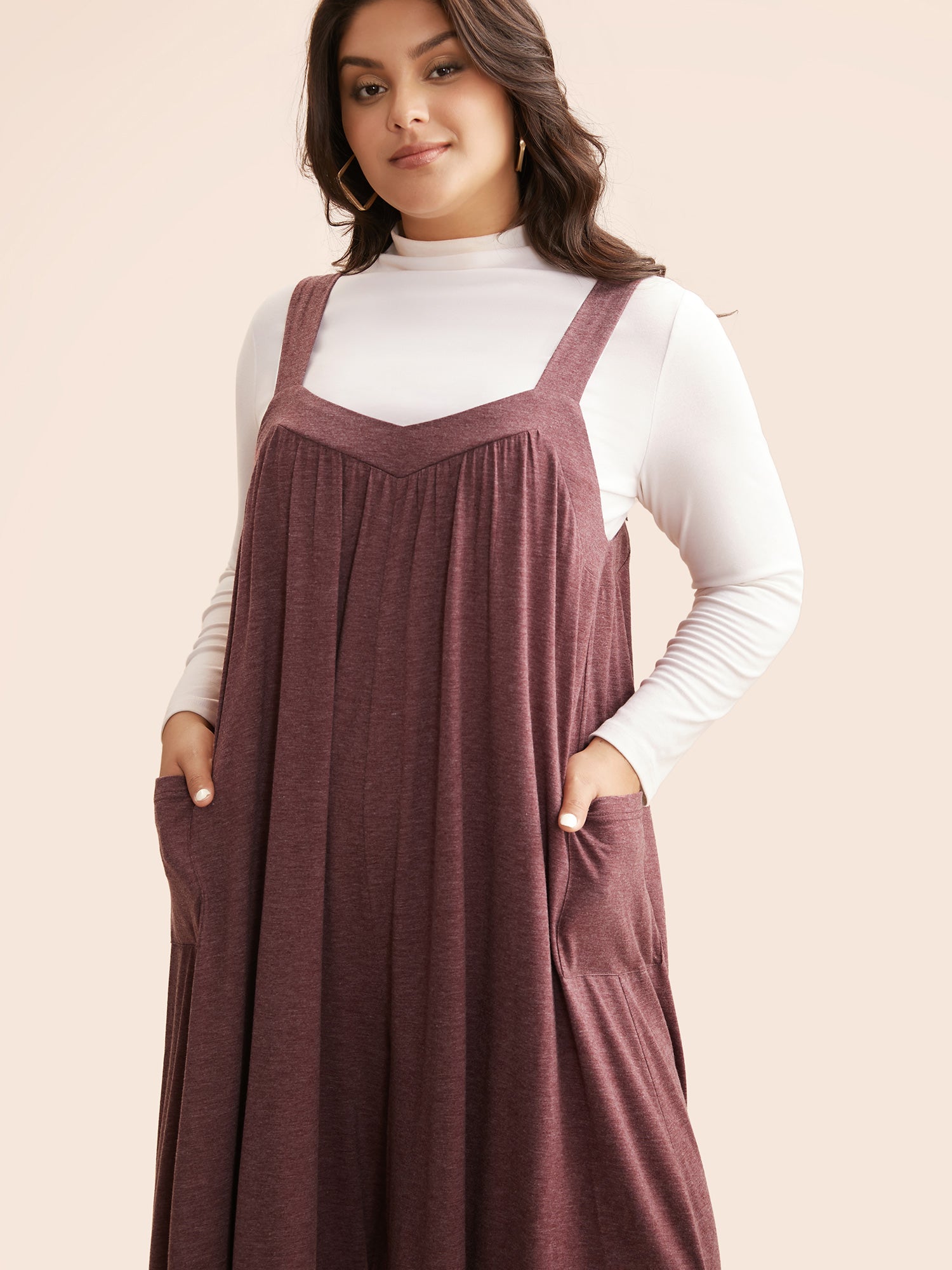 Heather Gathered Loose-Fit Jumpsuit