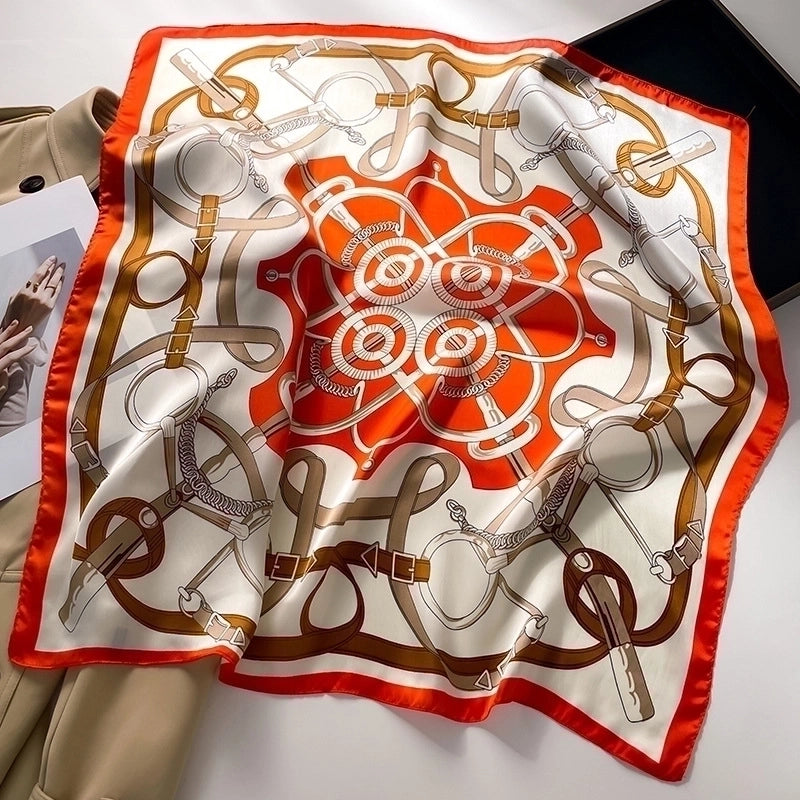 Women's Elegant Minimalist Color Block Polyester Printing Silk Scarf