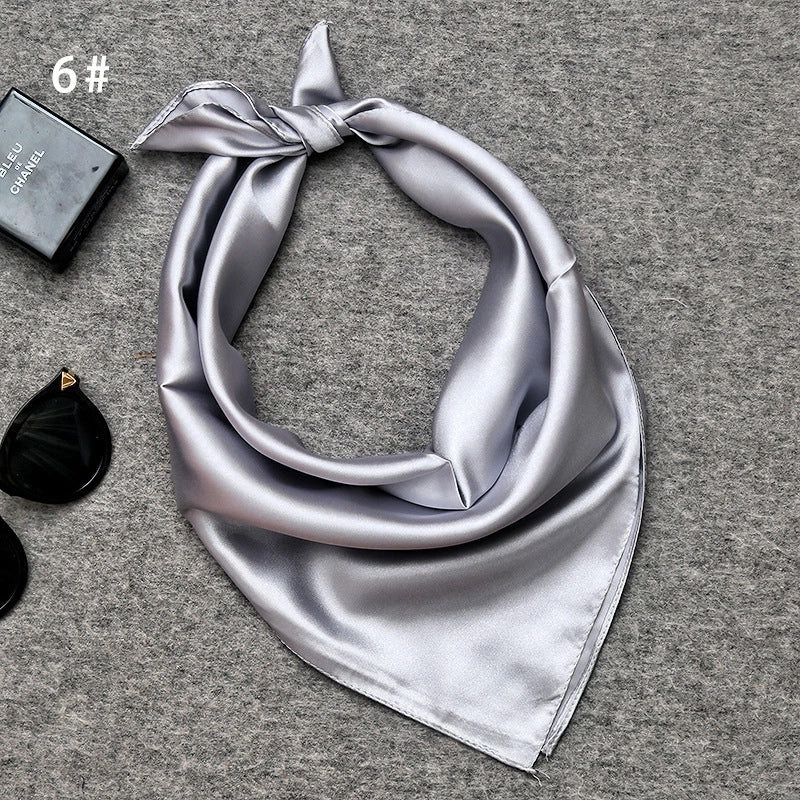 Women's Minimalist Solid Color Satin Printing Silk Scarf