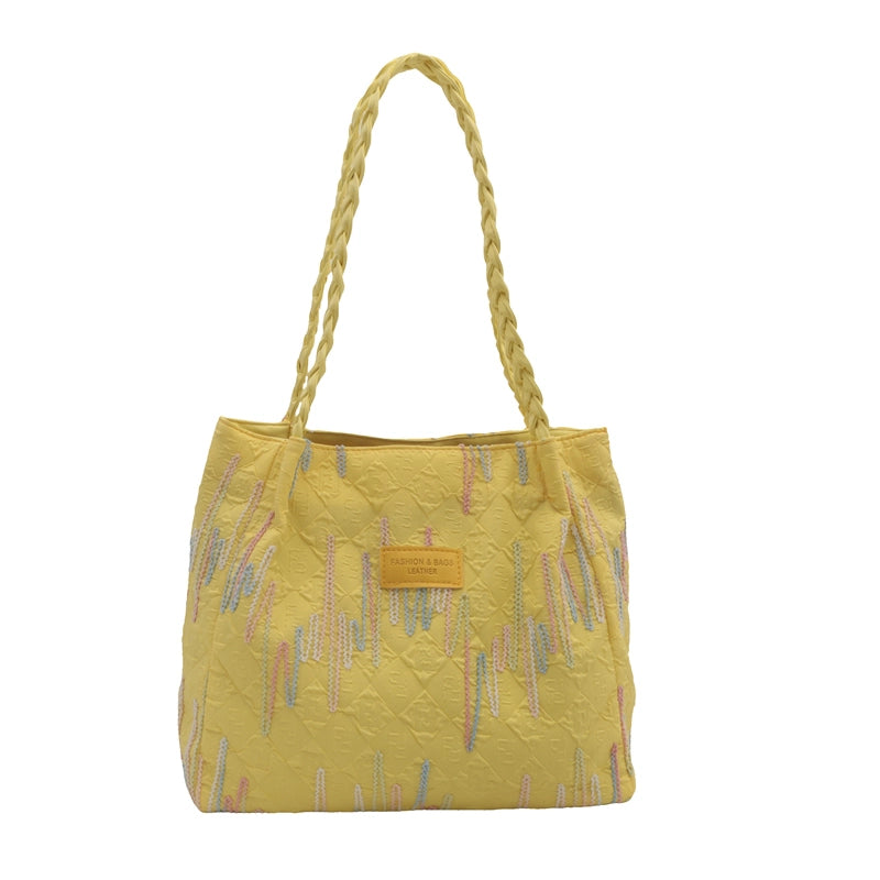 Women's Medium Canvas Solid Color Preppy Style Classic Style Square Zipper Shoulder Bag