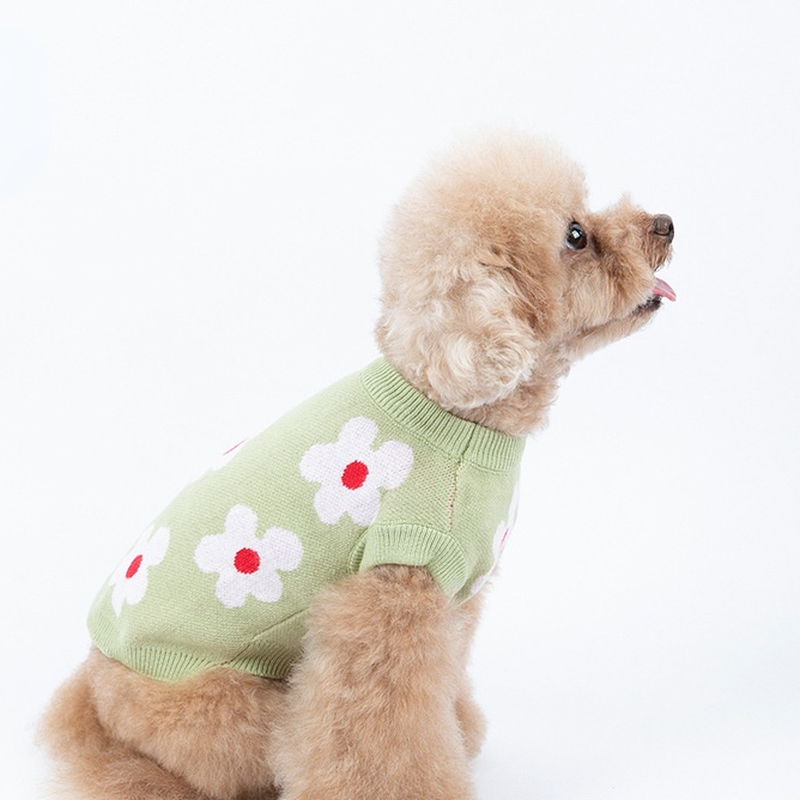 Flower Printed Dog Cat Sweater Vest