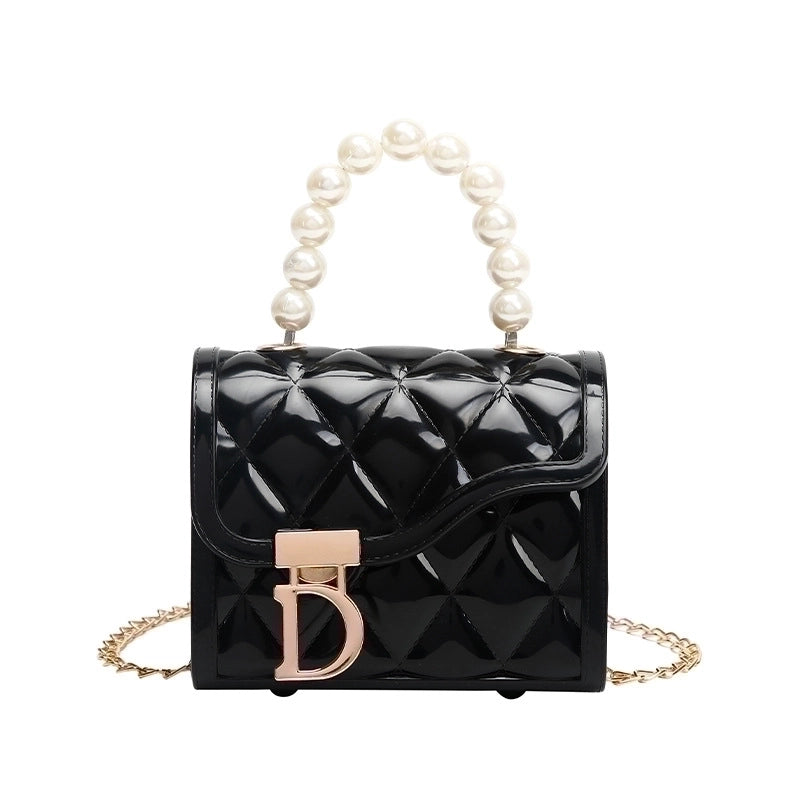 Women's Small Pvc Solid Color Fashion Square Lock Clasp Handbag Crossbody Bag Jelly Bag