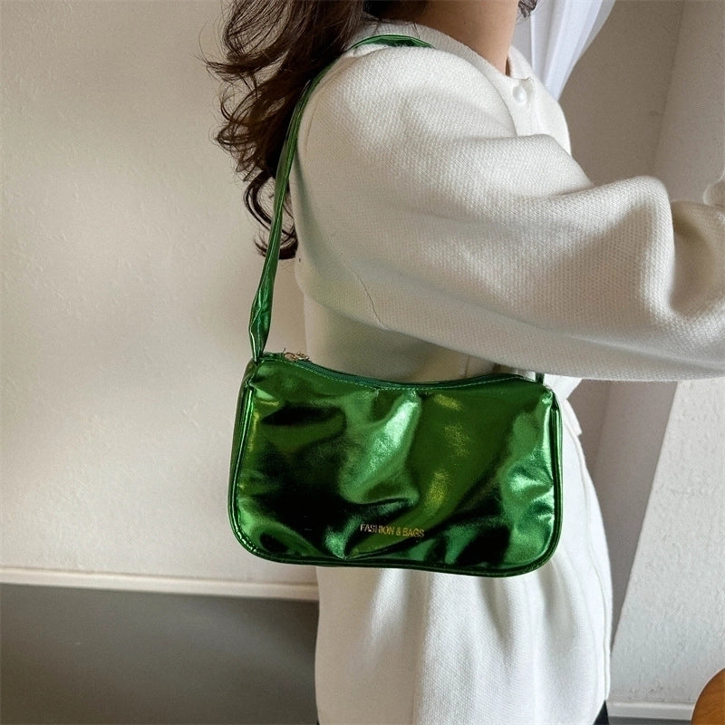 Women's Small Pu Leather Solid Color Streetwear Square Zipper Underarm Bag