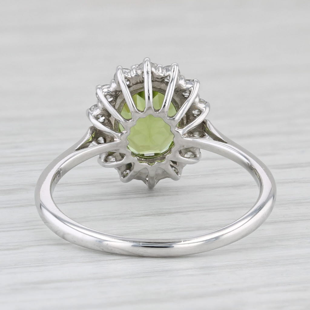 2.55ctw Peridot Diamond Halo Ring 14k White Gold Size 8.5