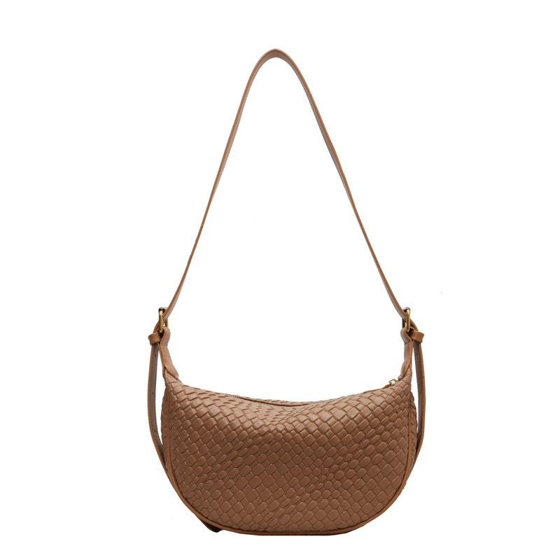 Women's Medium Pu Leather Solid Color Basic Classic Style Dumpling Shape Zipper Underarm Bag