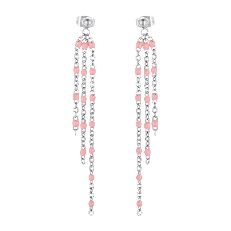1 Pair Modern Style Tassel Plating Chain Stainless Steel 18K Gold Plated Drop Earrings