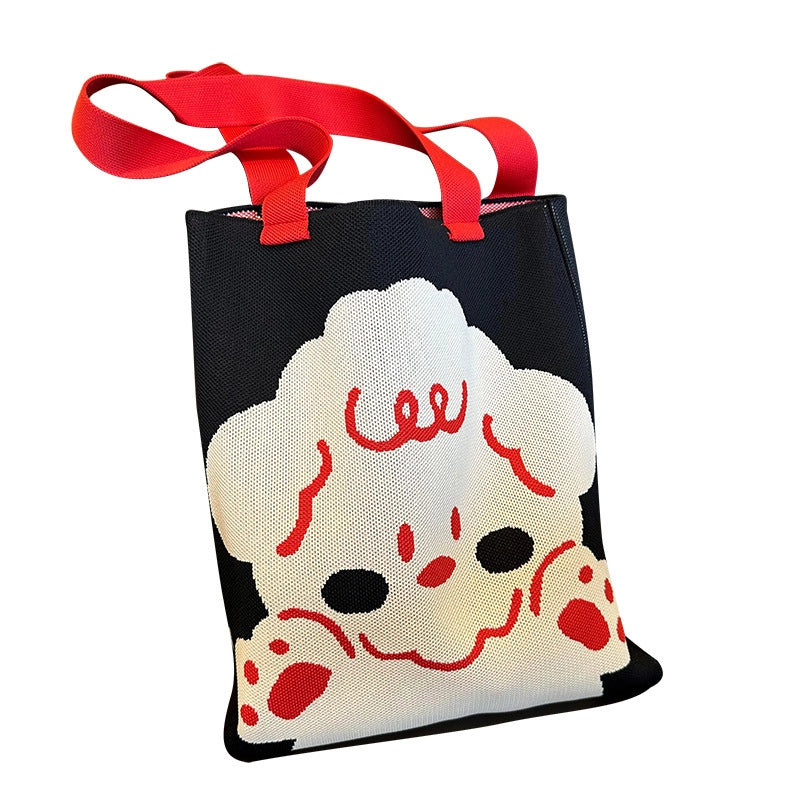 New Cartoon Sheep Knitted Shoulder Bag Women's High-grade Large Capacity Niche Casual Hand Bag Messenger Bag