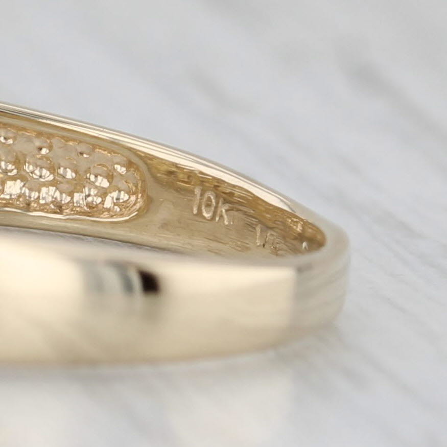 0.27ctw Diamond Rooftop Tiered Ring 10k Yellow Gold Size 8 Stackable Anniversary