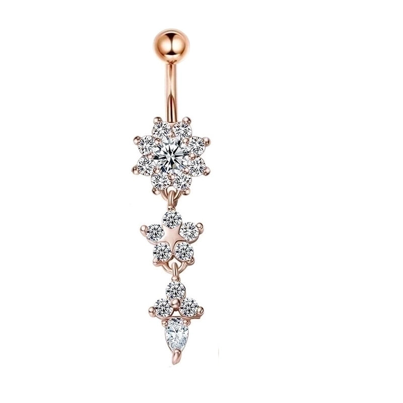 Minimalist Heart Shape Bow Knot Stainless Steel Plating Zircon Belly Ring 1 Piece