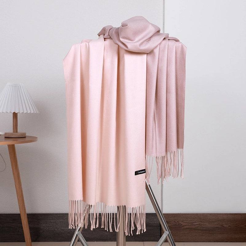 Double-sided Scarf Women's Winter Tassel Cashmere Scarf Autumn And Winter Version New Wool Men's Scarf