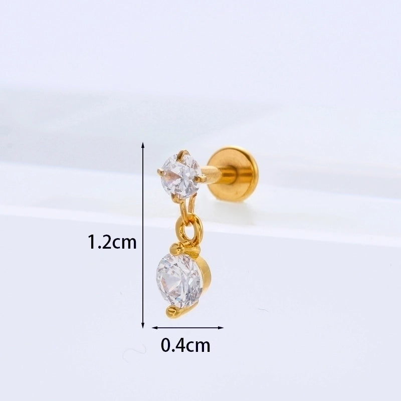 Ear Cartilage Rings & Studs Flower 316L Stainless Steel  Copper Inlaid Zircon