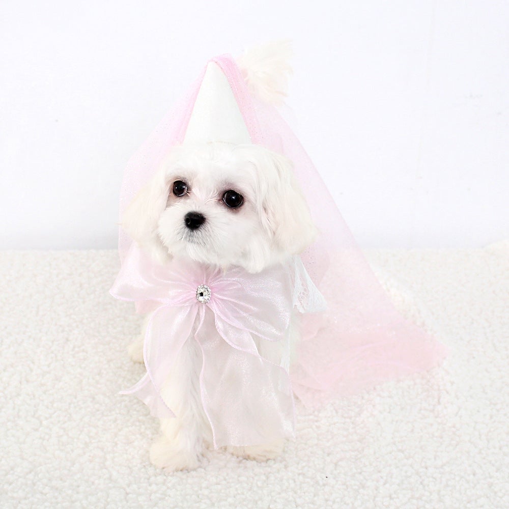 Party Lace Dog Cat Necklace&Hat Set