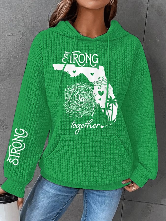 Women's Hurricane Helene 2024 Strong Together Waffle Hoodie