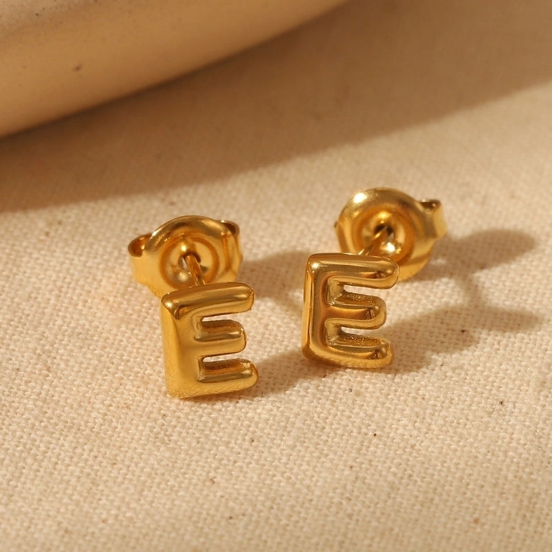 1 Pair Basic Minimalist Letter Solid Color 304 Stainless Steel 14K Gold Plated Ear Studs
