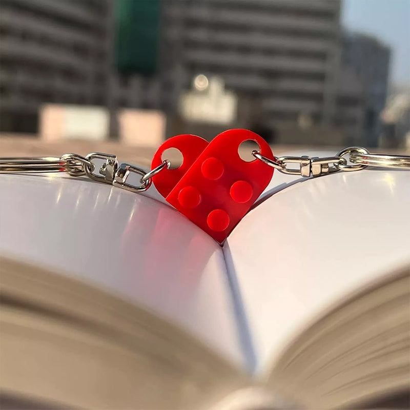 Cute Heart Shape Matching Brick Keychain For Couples