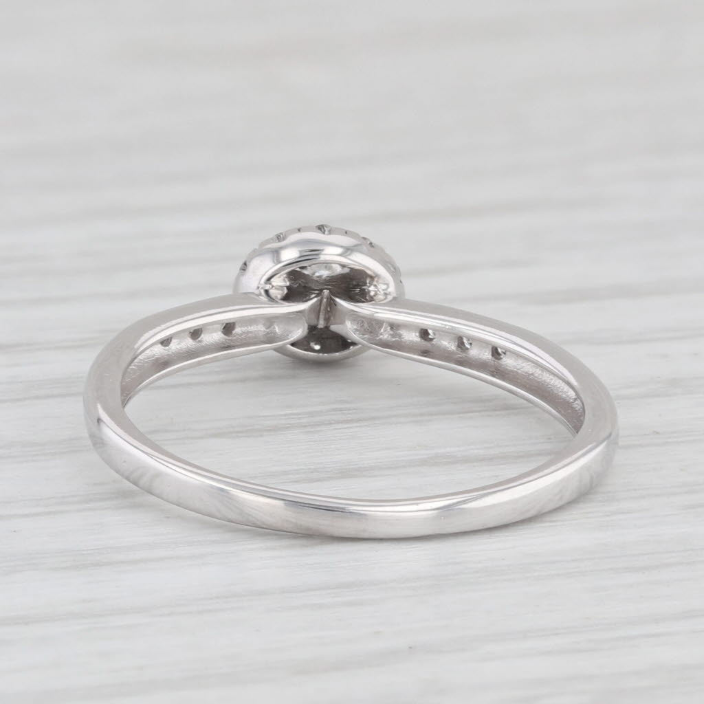 0.12ctw Round Diamond Halo Engagement Promise Ring 10k White Gold Size 6.5