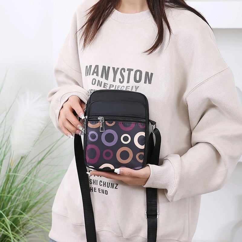 Women's Small Oxford Cloth Printing Classic Style Square Zipper Crossbody Bag Square Bag