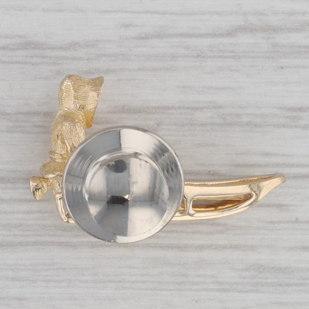 Vintage Figure Pushing Sled Pin 10k Yellow Gold Alaskan