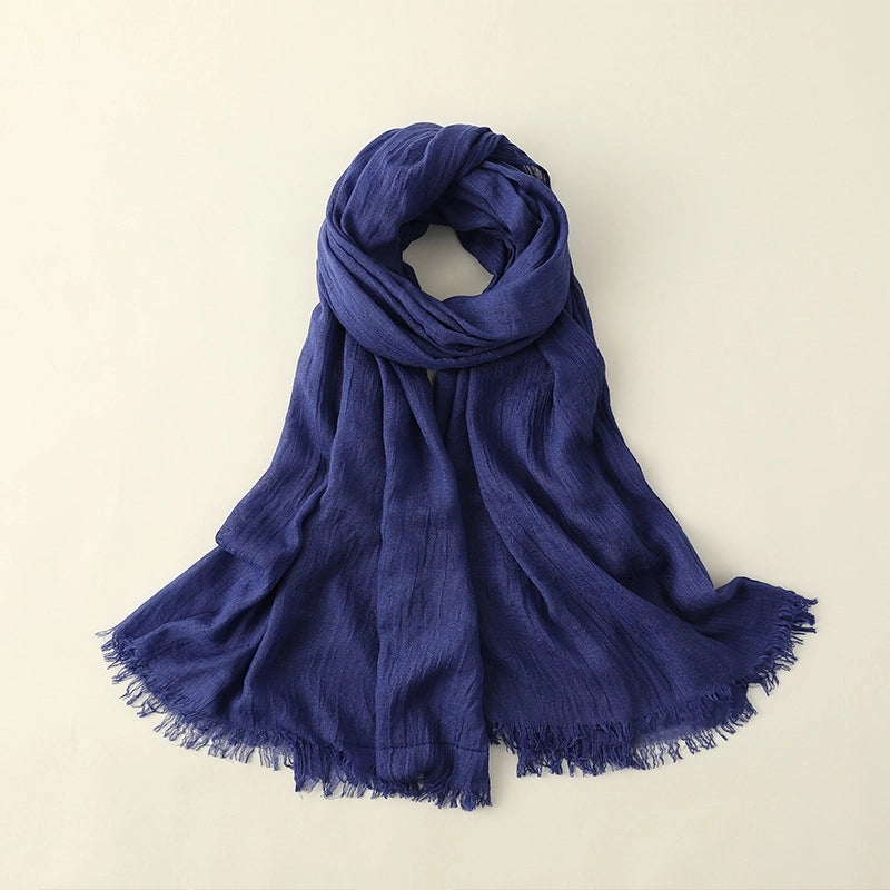 Women's Elegant Solid Color Cotton Silk Scarves