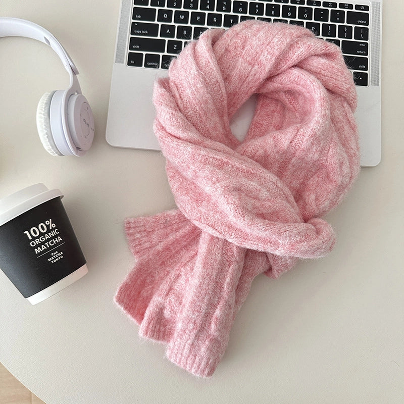 Women's Minimalist Solid Color Knit Scarf