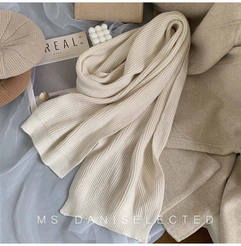 New Scarf Women's Winter Soft Warm Knitted Thickened Instagram Style Fashionable Scarf For Students
