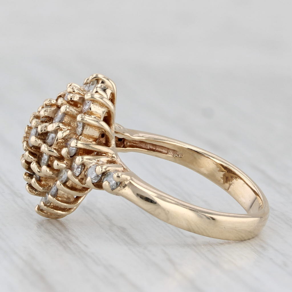 0.70ctw Diamond Cluster Ring 10k Yellow Gold Size 6