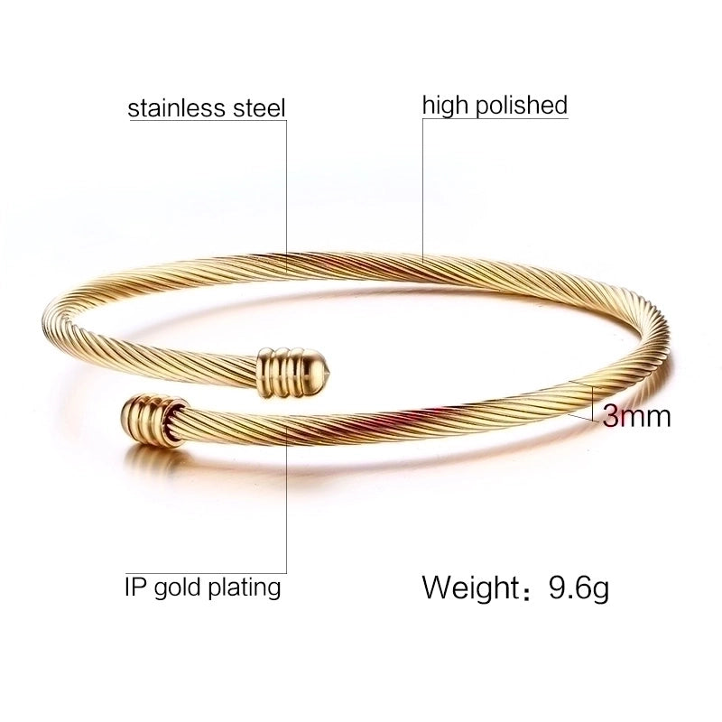 Casual Streetwear Geometric Stainless Steel Plating 18k Gold Plated Bangle