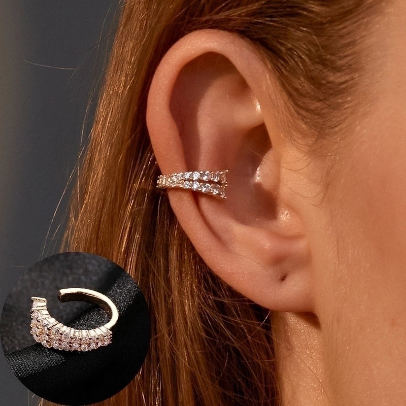 1 Piece Minimalist Commute Geometric Inlay Copper Zircon Ear Cuffs