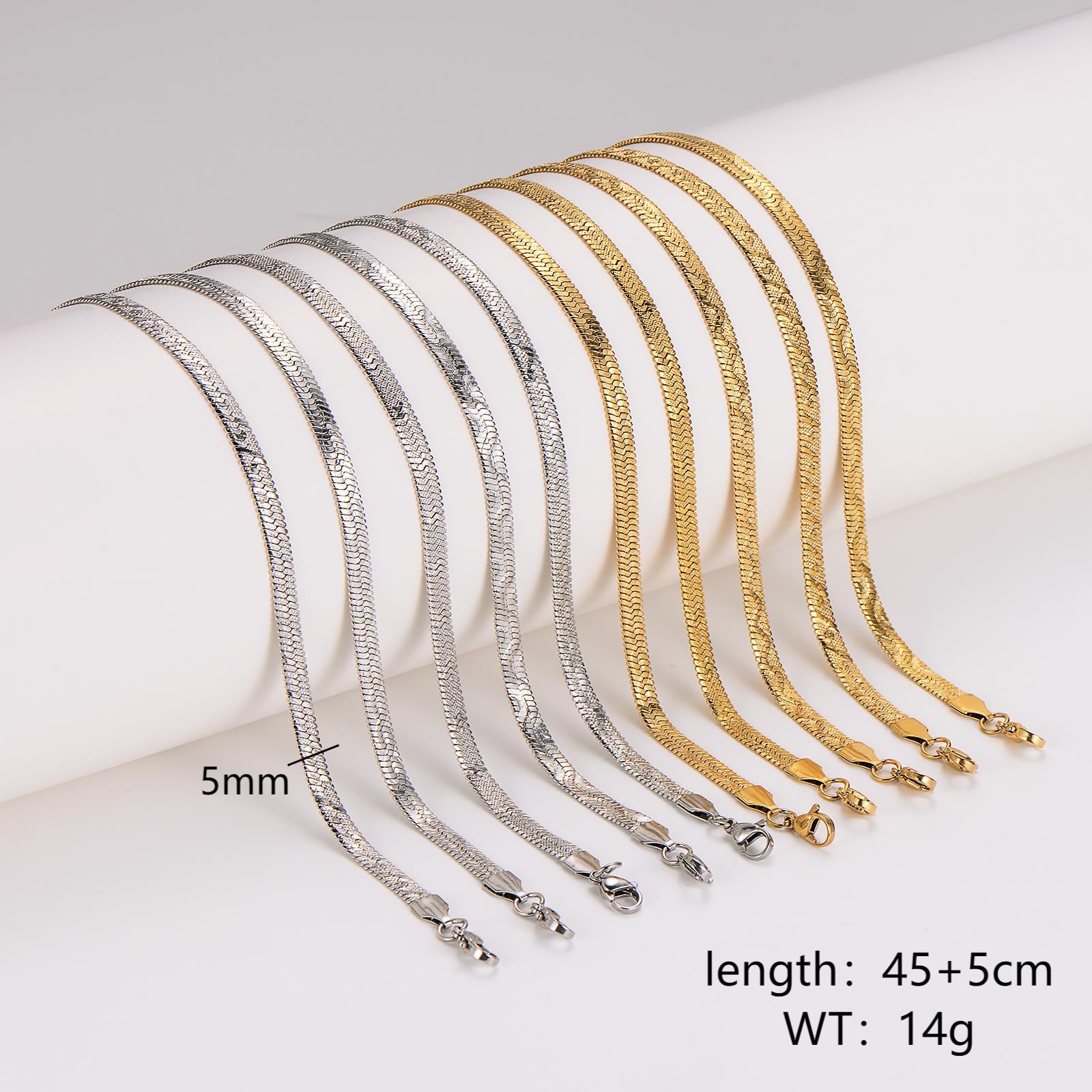 Aml Stainless Steel Batch Pattern Blade Sweater Chain Simple Ladies Clavicle Chain Fashion Flat Snake Stainless Steel