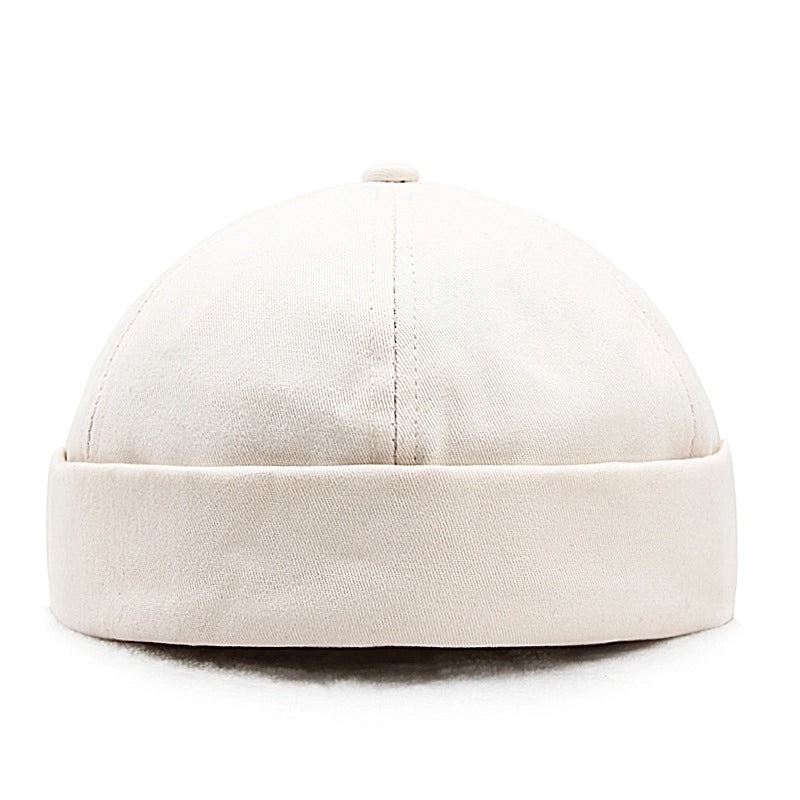 Spring And Summer Sailor's Hat Beanless Flanged Monster Hat Men's Melon Skin Hat Solid Color Pure Cotton Yuppie Hat For Men And Women