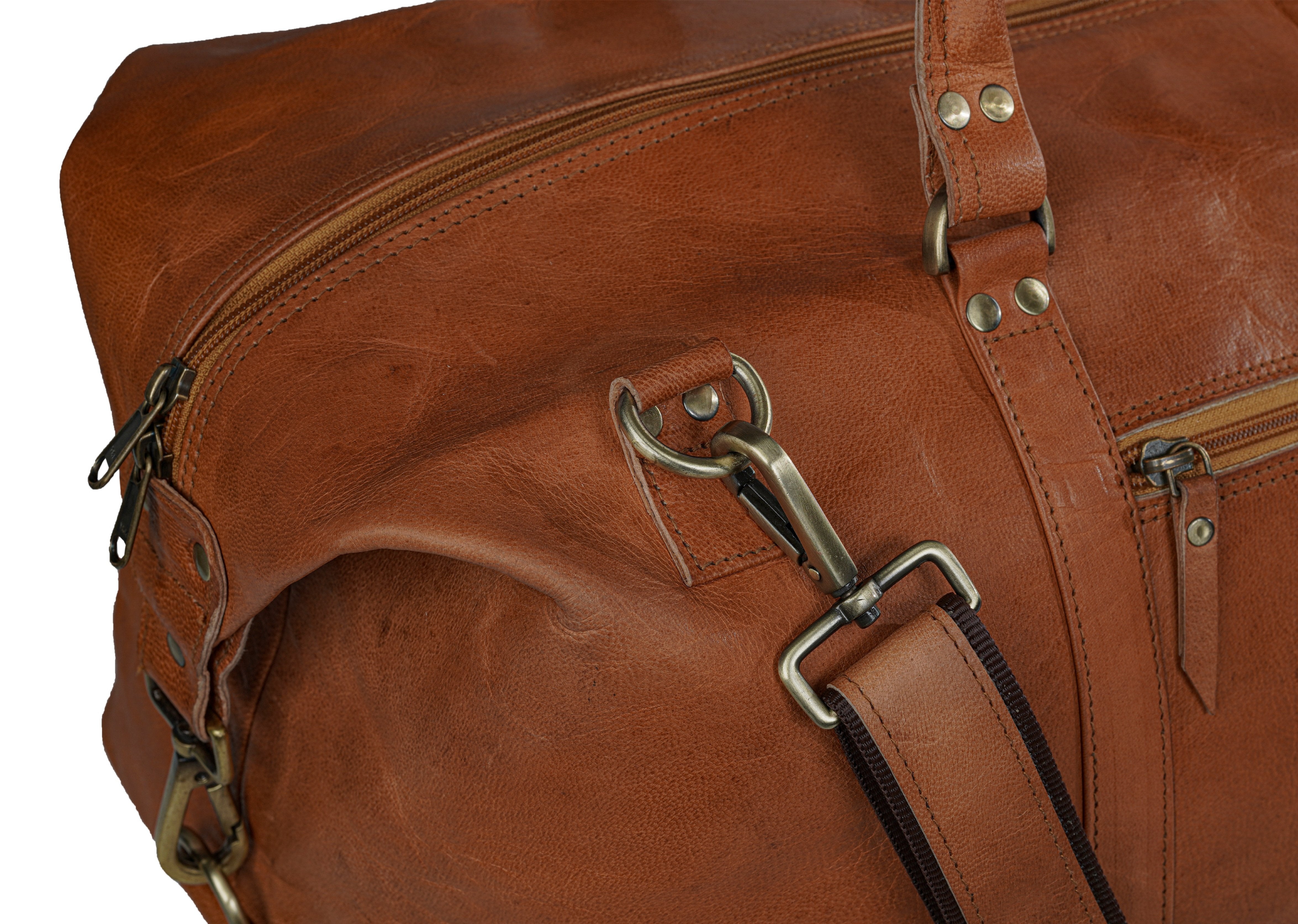 Leather Weekender Duffle Travel Bag