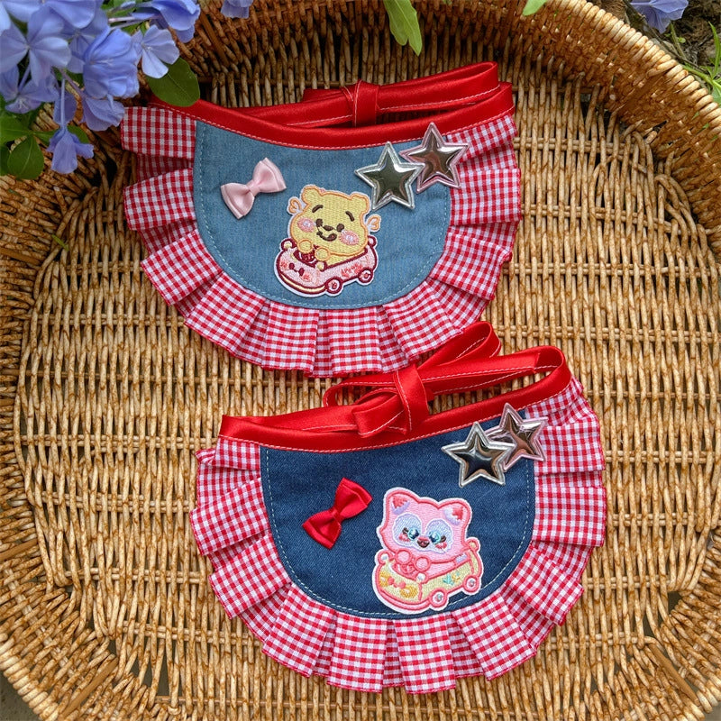 Pet Cat Dog Hot Girl Denim Bib Heavy Industry Cat Saliva Towel Teddy Bear Selling Cute Saliva Towel