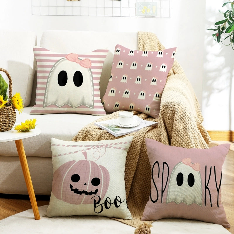 Halloween  Pumpkin Letter Ghost Linen Pillow Cases Couch & Sofa Decor