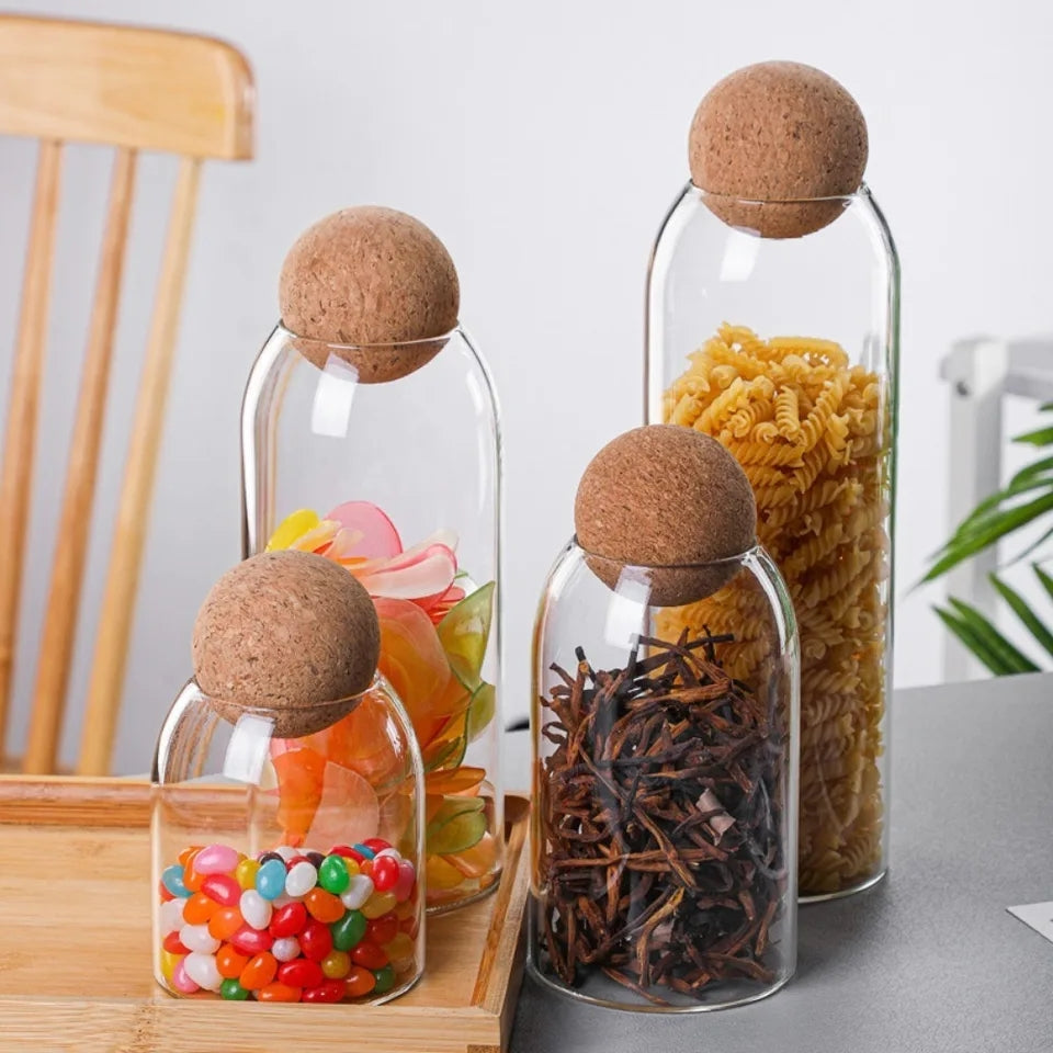 BALL CORK GLASS JARS