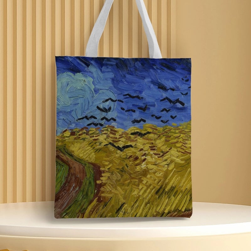 Women's Medium Canvas Animal Basic Classic Style Square Open Canvas Bag